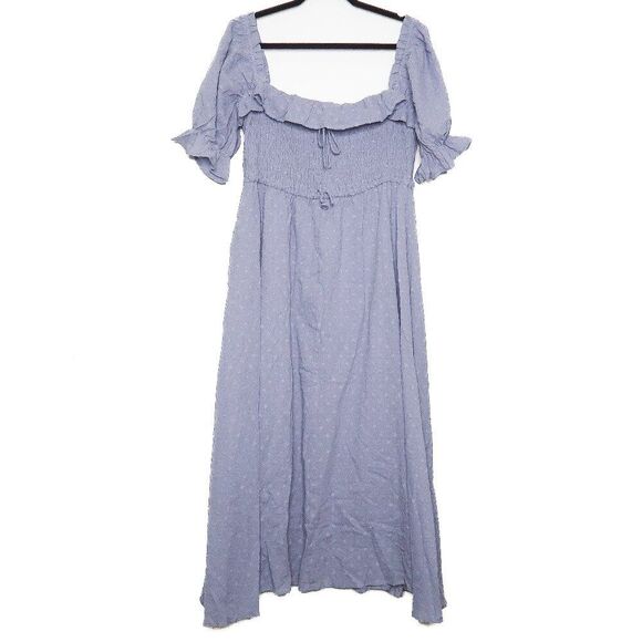 R.YIposha Womens Maxi Dress XXL 20/22 Blue Cottagecore Ruffled Peasantcore - Picture 1 of 5
